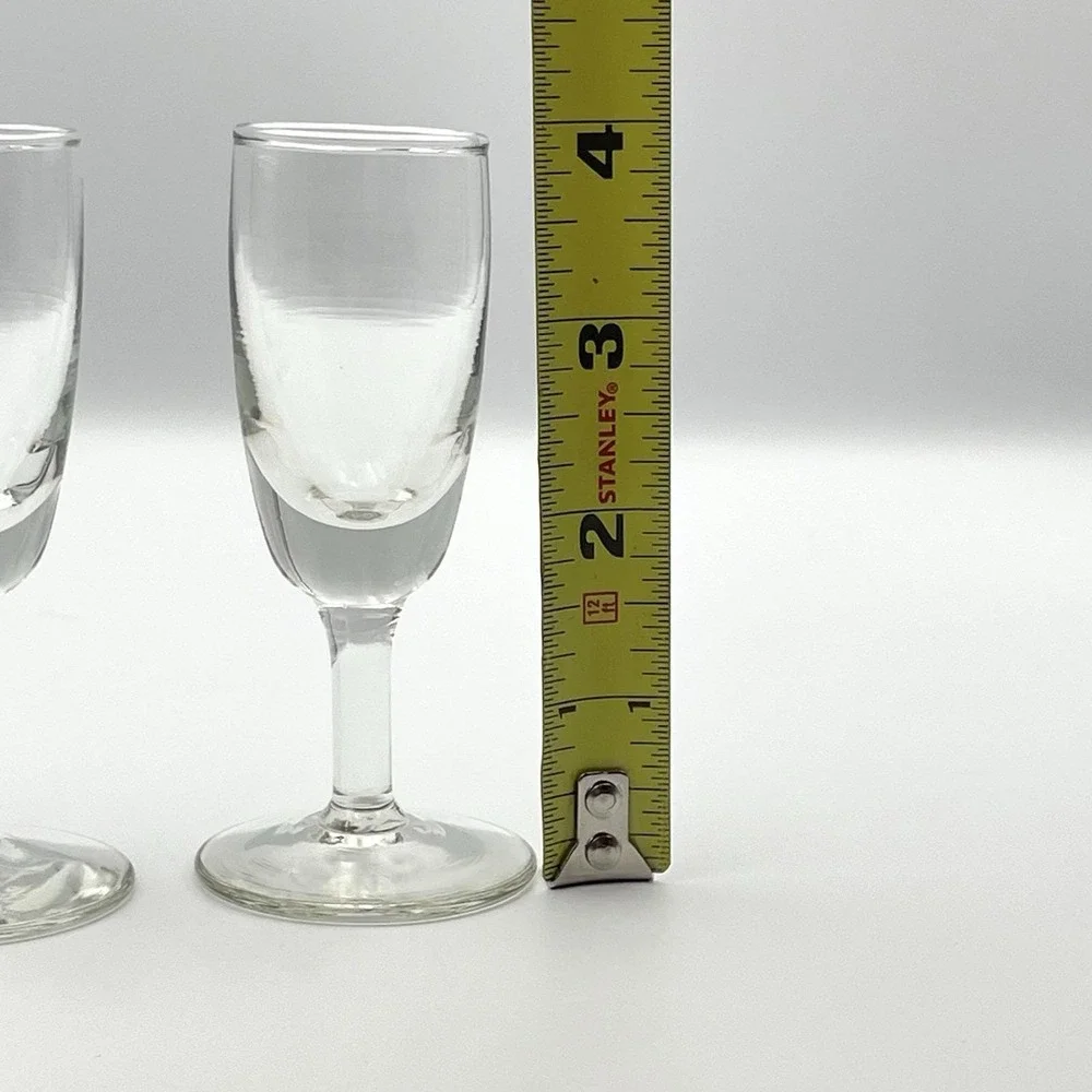 Vintage Hand Blown Cordial Glasses Pressed Stem Clear‎ Glass 4
